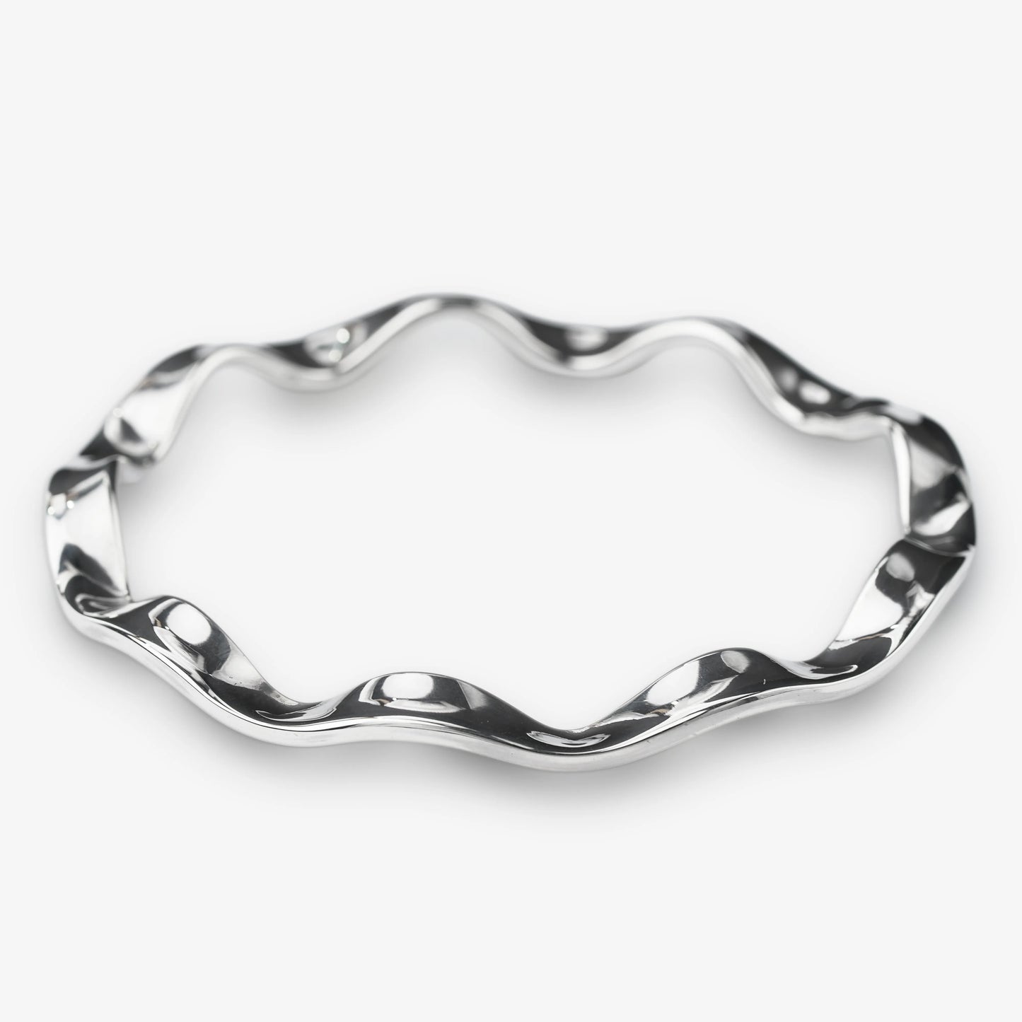Sterling Silver Wave Bangle – Solid Sculpted