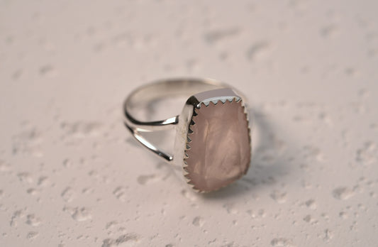 Sterling Silver Cut Rose Quartz Ring