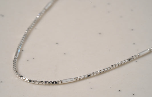 Sterling Silver Detailed Box Chain Necklace