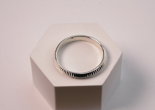 Sterling Silver Detailed Petite Stacking Ring