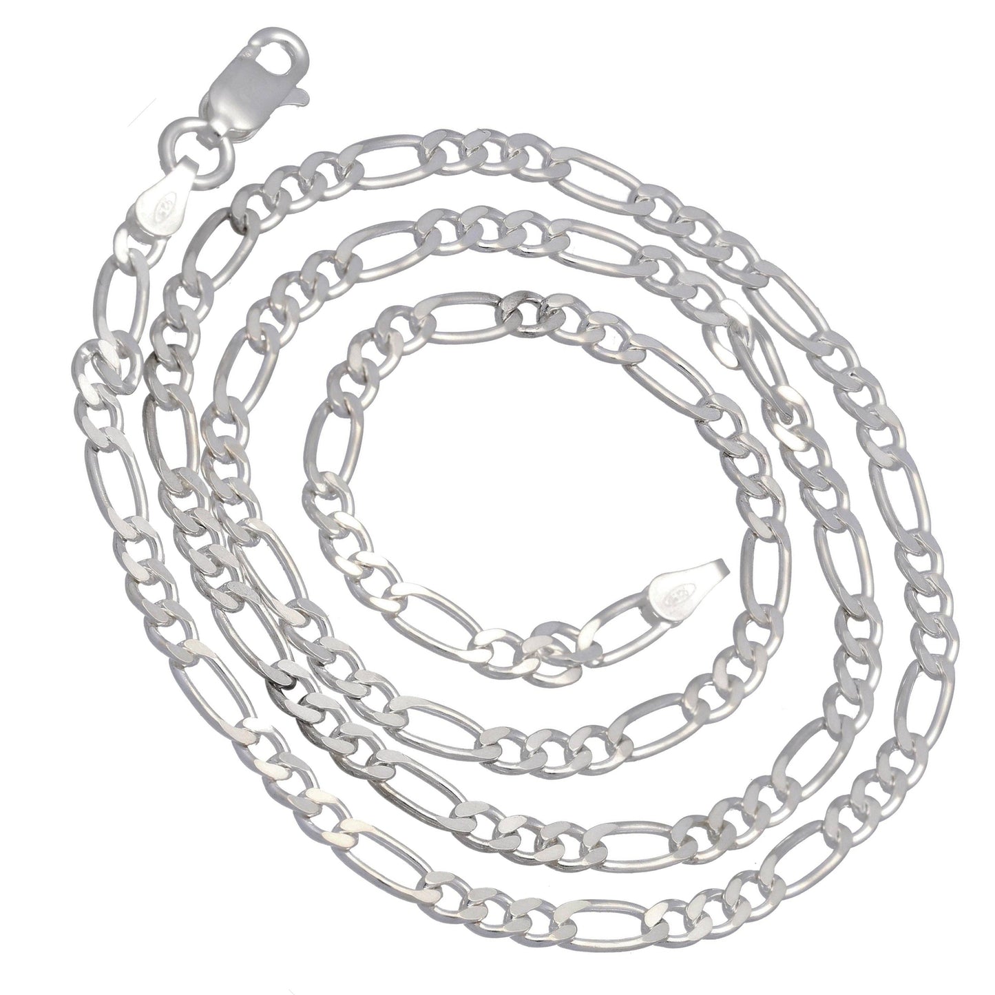 Sterling Silver Diamond-Cut Figaro Chain Necklace