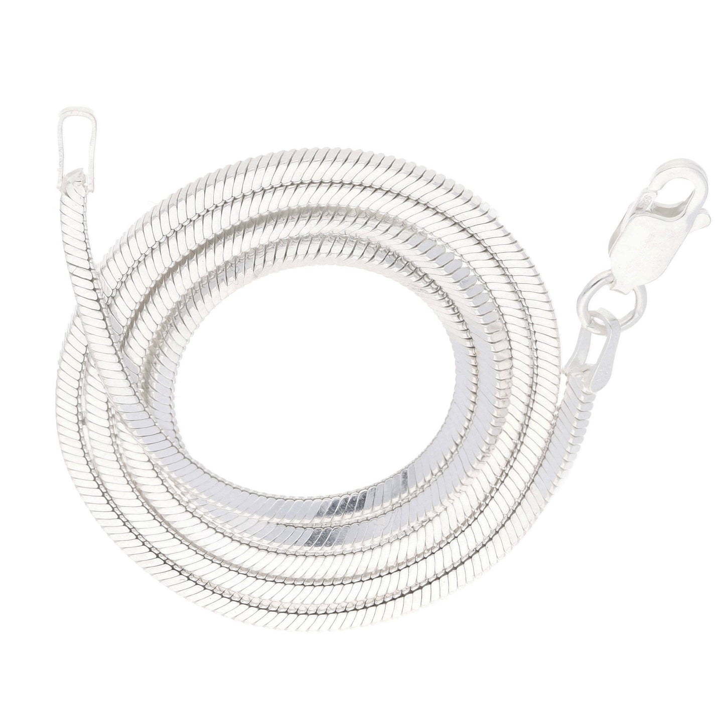 Sterling Silver Diamond-Cut Square Magic Snake Chain Necklace