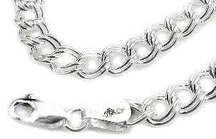 Sterling Silver Double Link Chain Charm Necklace