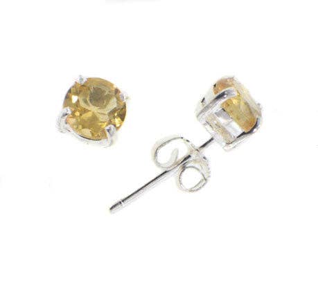 Sterling Silver Genuine Citrine Stud Earrings