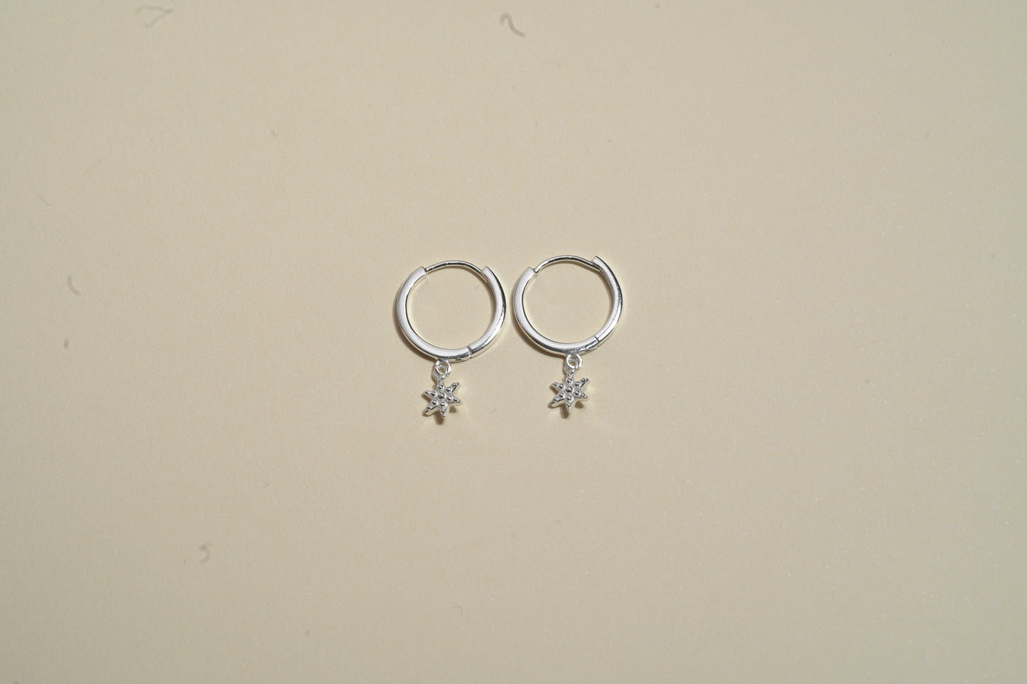 925 Sterling Silver Huggie Earrings with Star Charm