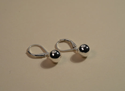 Sterling Silver Huggie Style Ball Drop Earrings