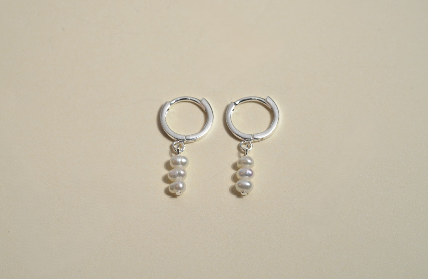 Sterling Silver Huggies with Pearl