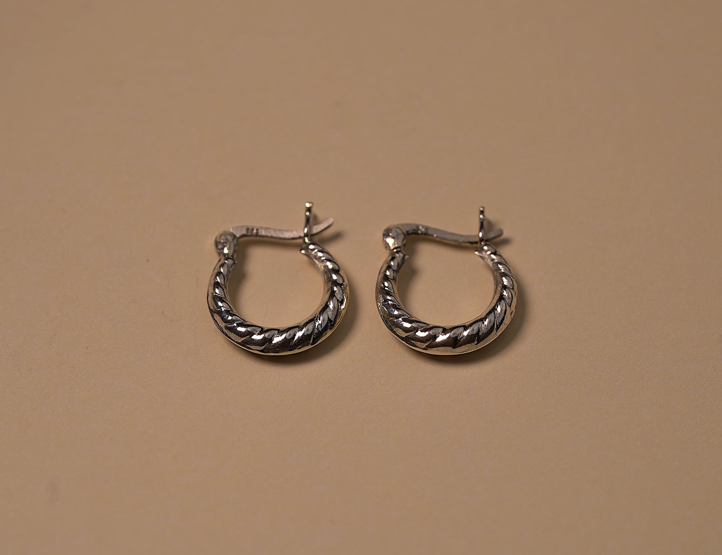 Sterling Silver Mini Textured Huggie Hoop Earrings