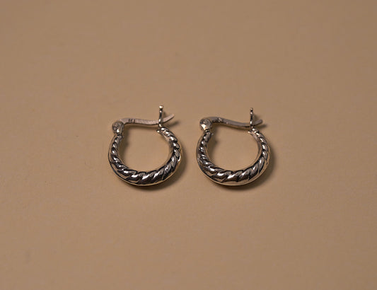Sterling Silver Mini Textured Huggie Hoop Earrings