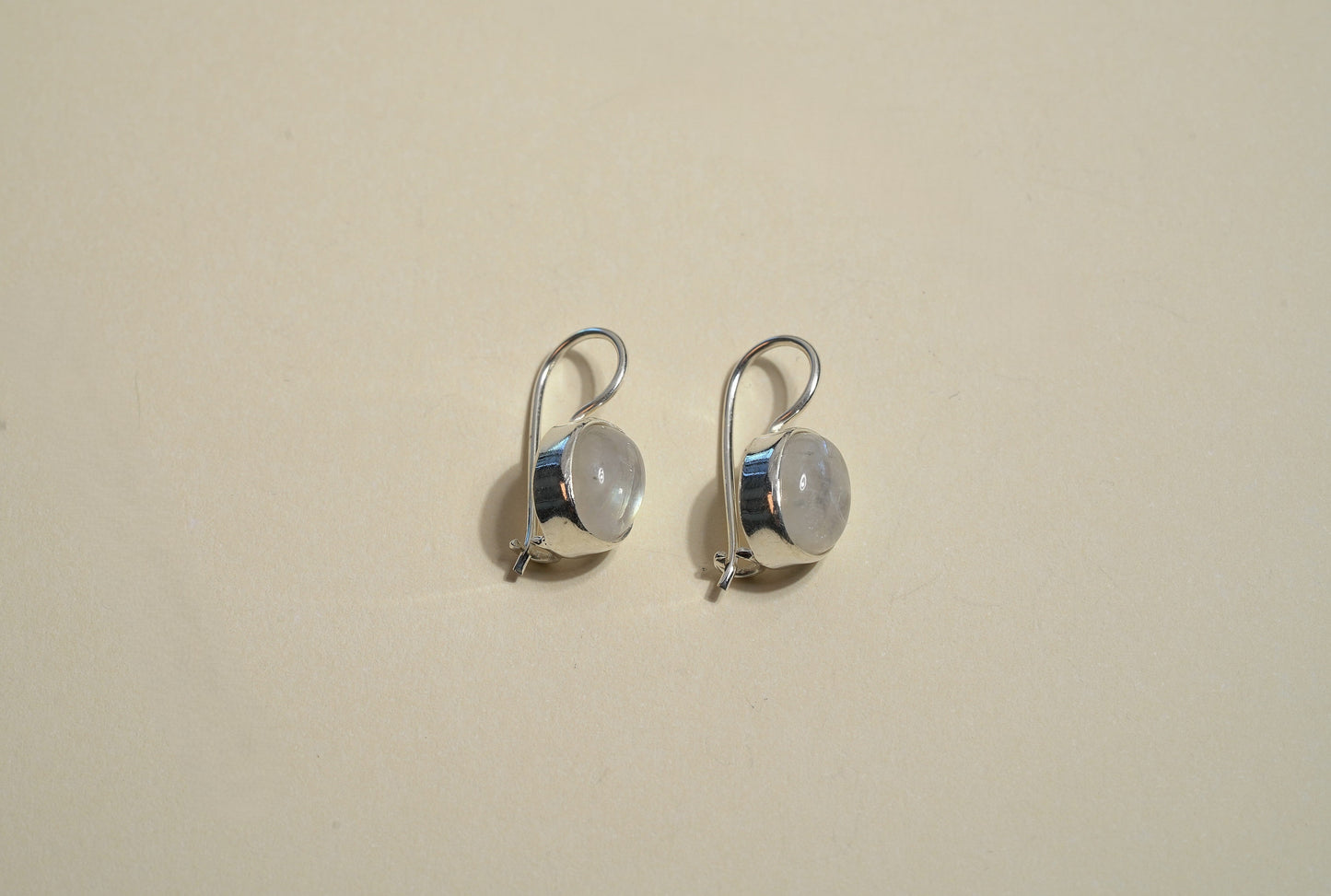 Sterling Silver Moonstone Circle Drop Earrings