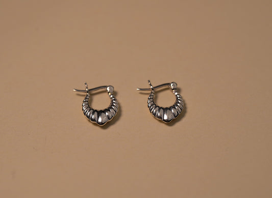 Sterling Silver Patterned Mini Drop Hoop Earrings