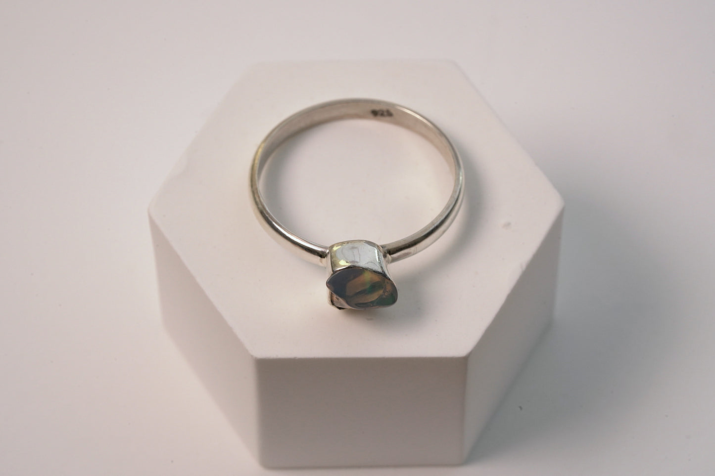 Sterling Silver Petite Cut Opal Ring