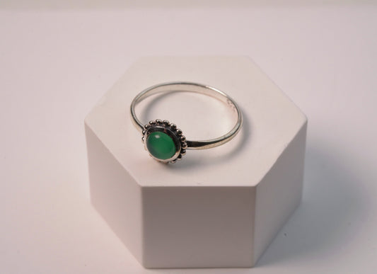 Sterling Silver Petite Jade Ring with Circle Stone