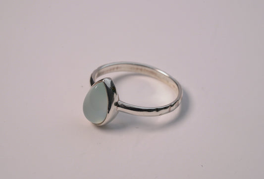 Sterling Silver Aqua Chalcedony Natural Gemstone Ring