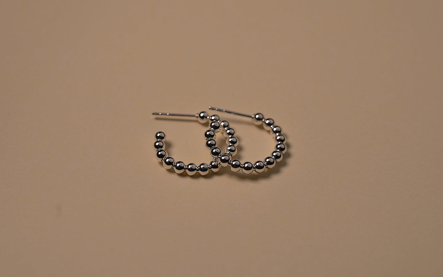 Sterling Silver Small Hoop Earrings with Silver Ball Design