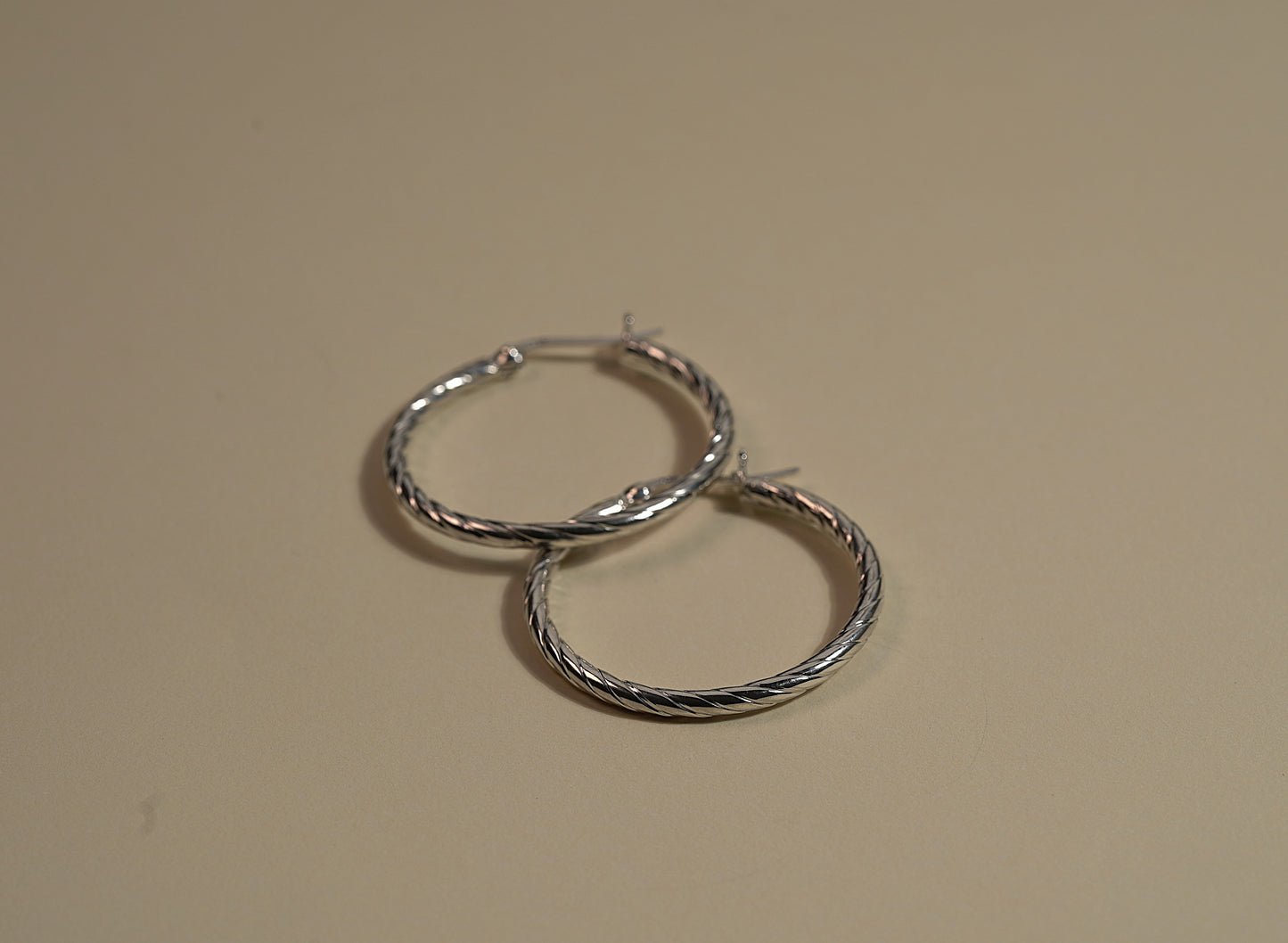 Silver Striped Hoop Earing - Griha Threads & Treasure