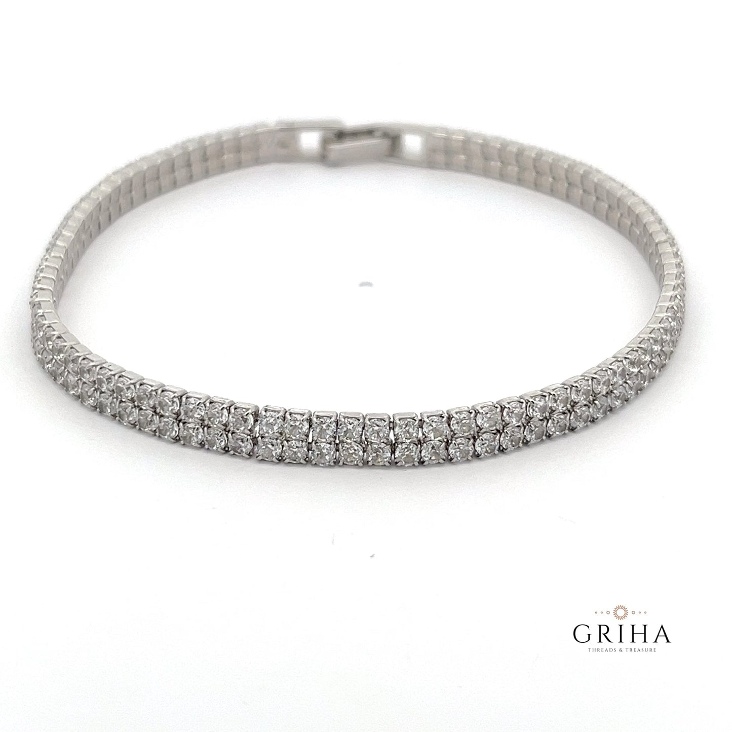 Sterling Silver Tennis Bracelet Double Layered