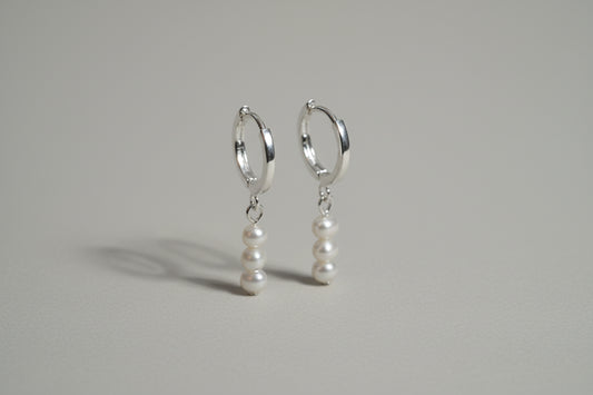 Sterling Silver Huggies with Mother of Pearl