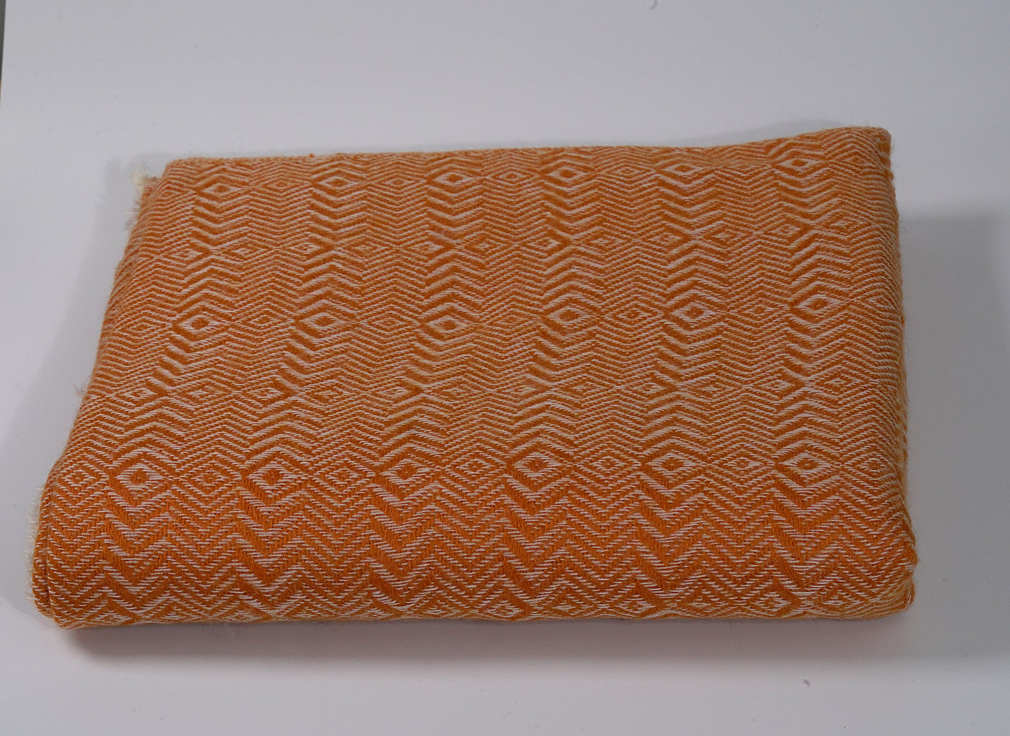 Thick Pashmina Shawl Orange Zig Zag Geometric Pattern