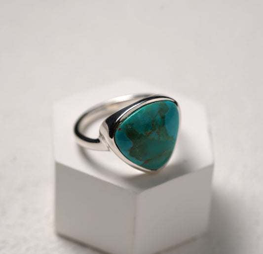 925 Sterling Silver Large Turquoise Stone Ring