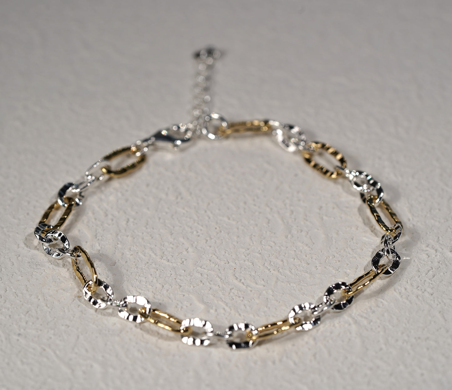 Two Tone 925 Sterling Silver and Gold Plated Chain Bracelet