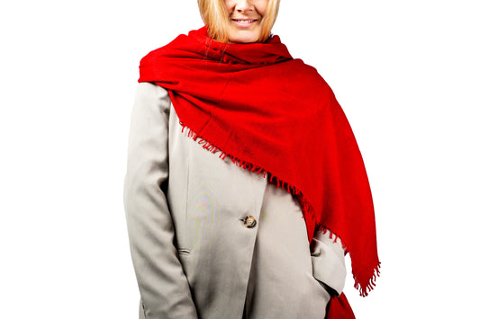 Vibrant Red Cashmere Shawl GRIHA