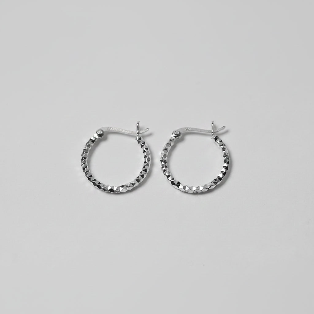 Tiny Textured Hoop Silver Earrings - Griha Threads & Treasure