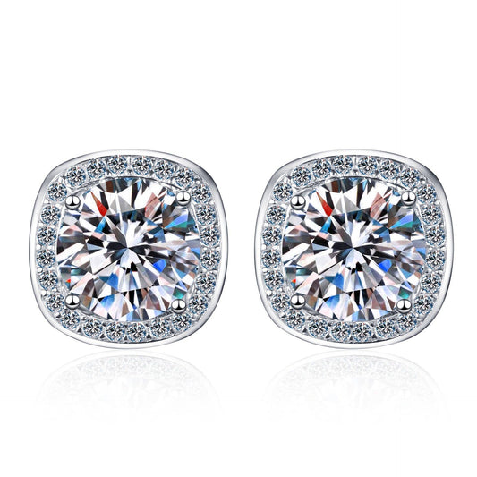 four prong moissanite stud earrings sterling silver