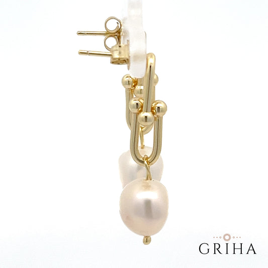 Freshwater Pearl Drop Earrings 14k Gold Plated Sterling Silver