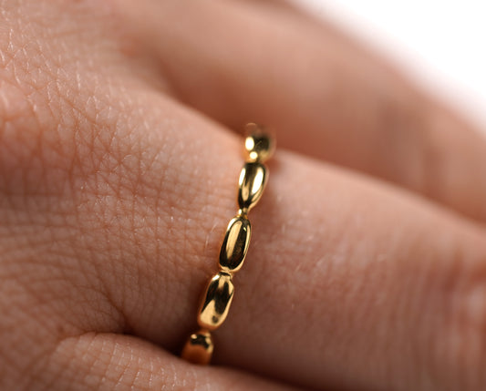 Gold Plated 925 Sterling Silver Oval Detail Ring - Griha Threads & Treasure