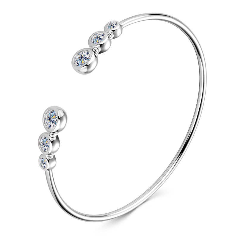 moissanite wedding bangle bracelet sterling silver
