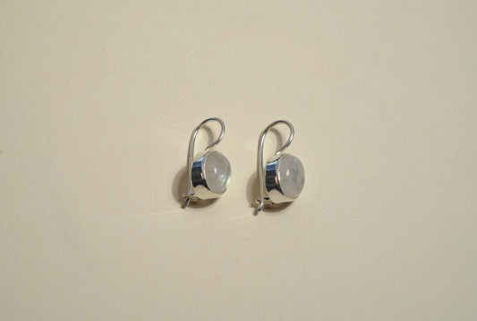 Silver Moonstone Oval Drop Earing - Griha Threads & Treasure
