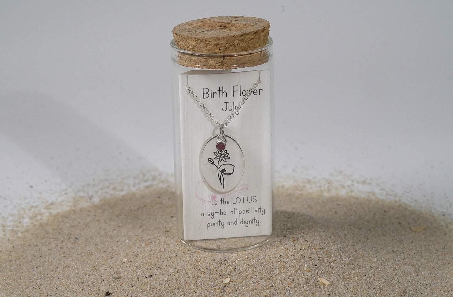 Silver Oval Birth Flower Necklace - Griha Threads & Treasure