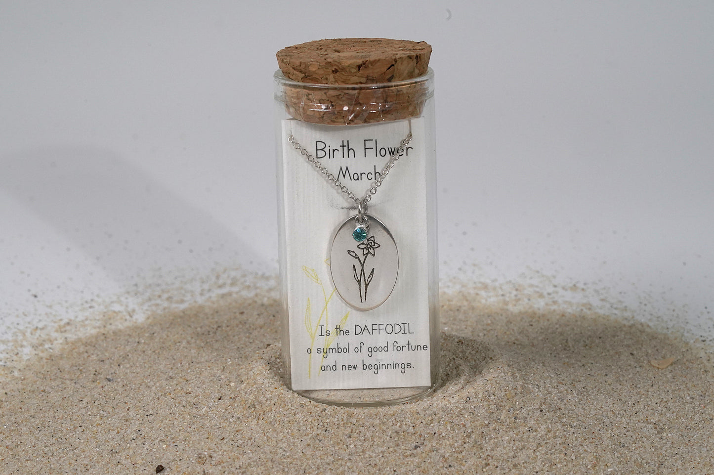 Silver Oval Birth Flower Necklace - Griha Threads & Treasure