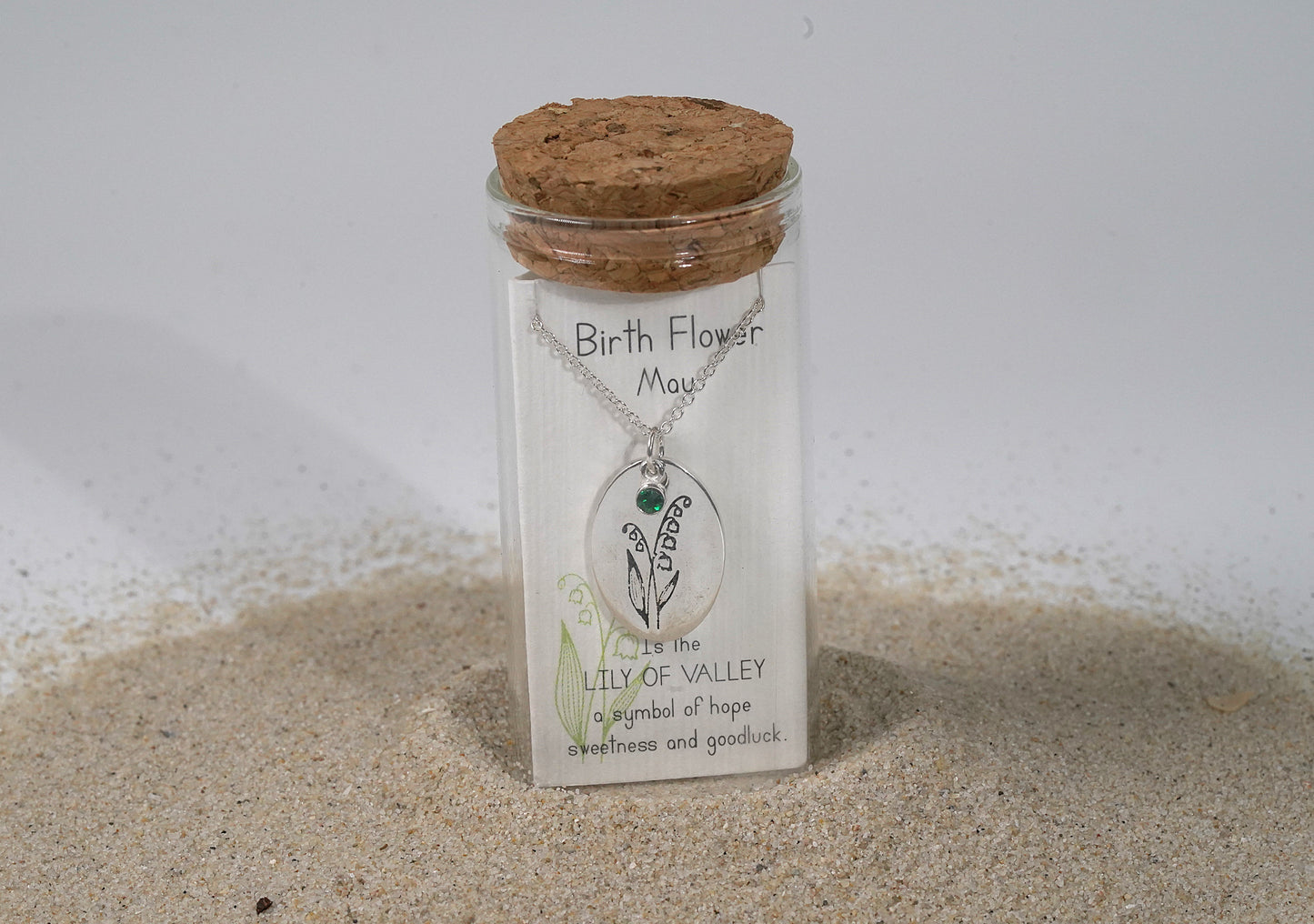 Silver Oval Birth Flower Necklace - Griha Threads & Treasure