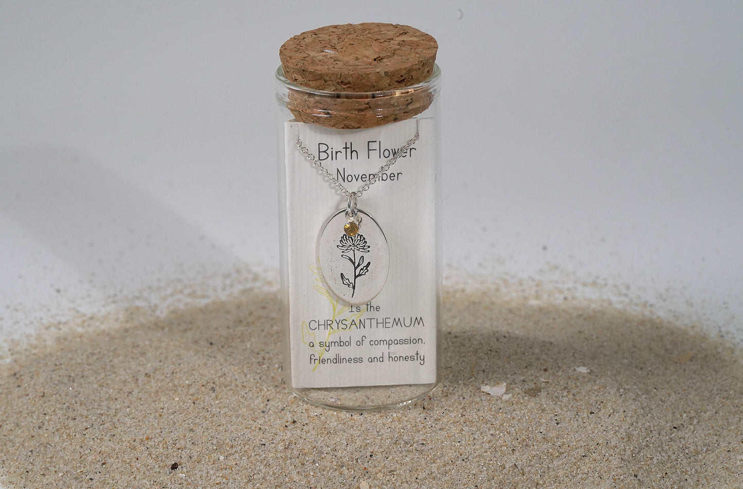 Silver Oval Birth Flower Necklace - Griha Threads & Treasure