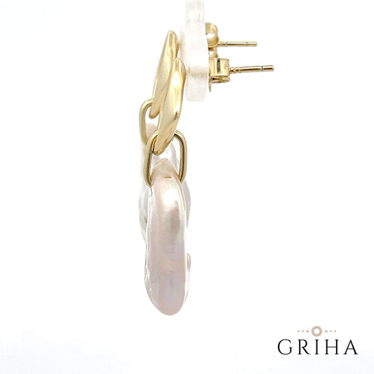 Baroque Pearl Square Drop Earrings 14k Gold Plated Sterling Silver