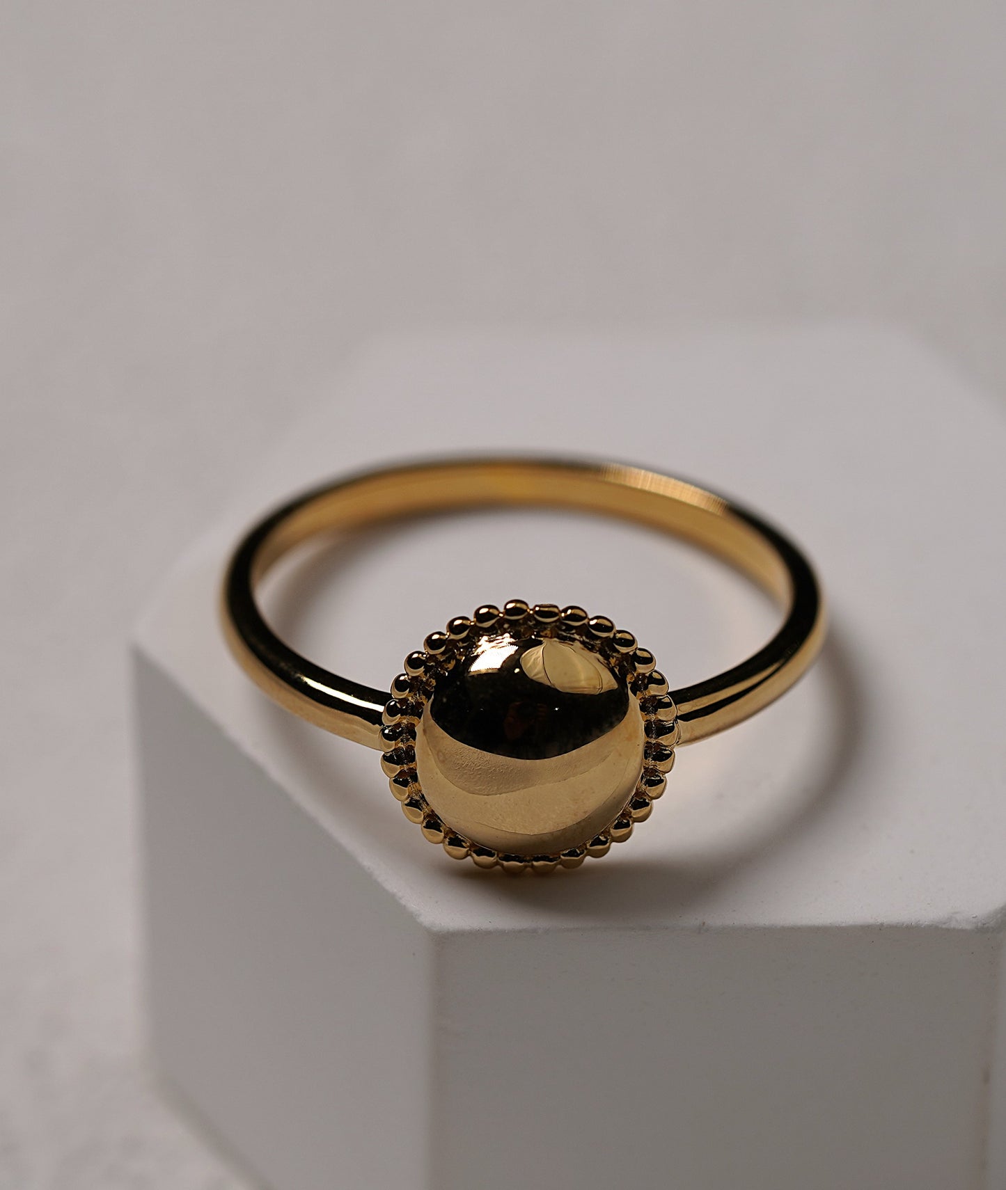 Gold Plated Sterling Silver Round Ring with Detail - Griha Threads & Treasure