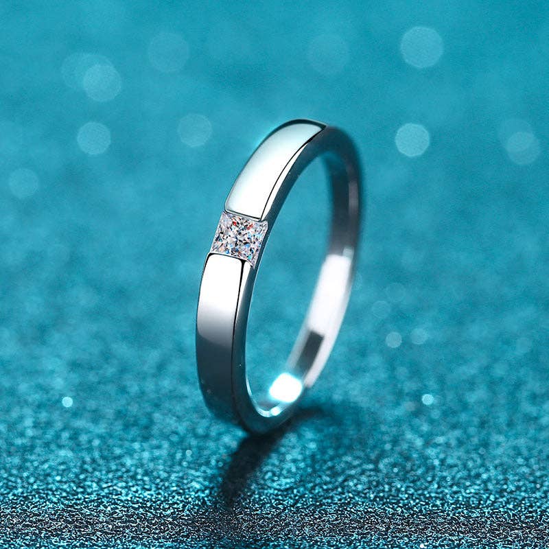 square moissanite band ring sterling silver