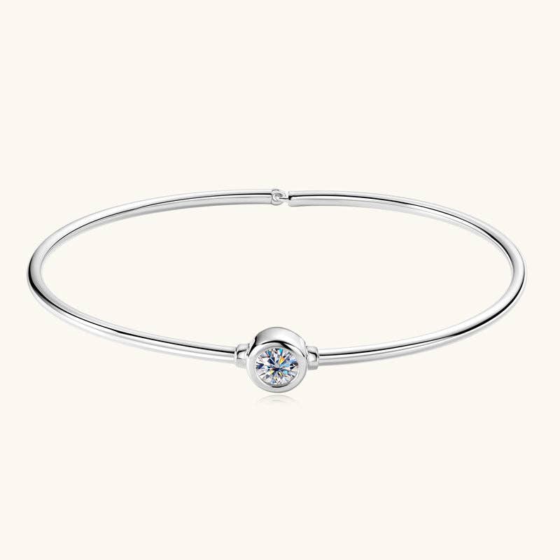 Moissanite bangle bracelet sterling silver