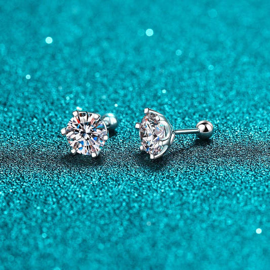 six prong stud moissanite earrings