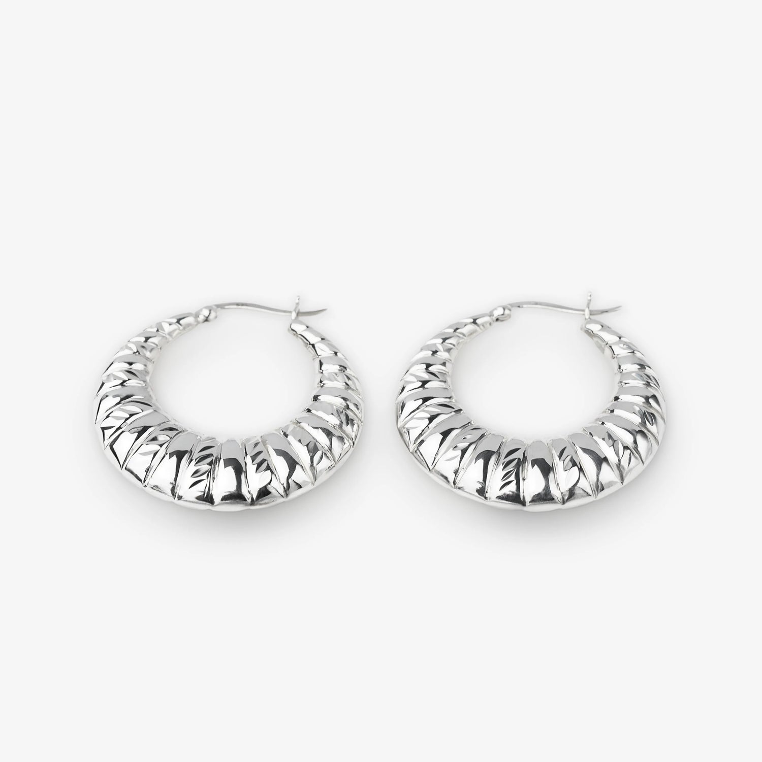 Silver Hoops. Chunky Silver Hoop Earrings. Statement Earrings.