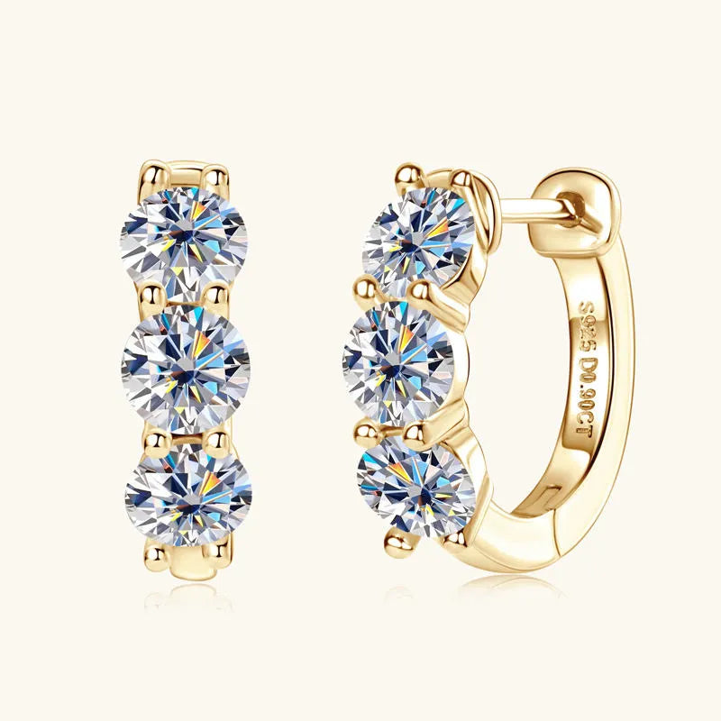 0.9ct Moissanite Hoop Earrings | Gold Plated Sterling Silver