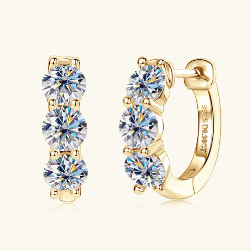0.9ct Moissanite Hoop Earrings | Gold Plated Sterling Silver