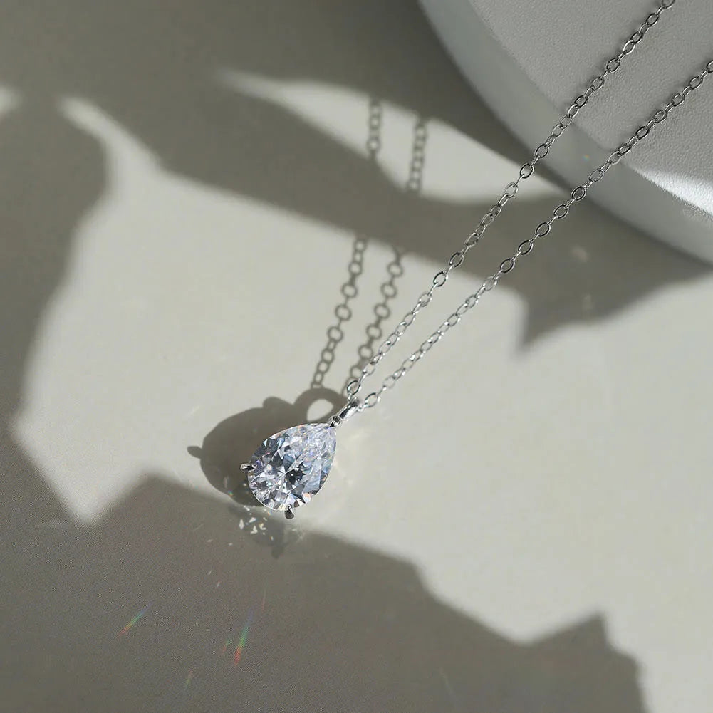 2ct Pear Cut Moissanite Pendant Necklace