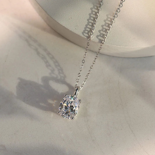 3ct Moissanite Pendant Necklace Sterling Silver