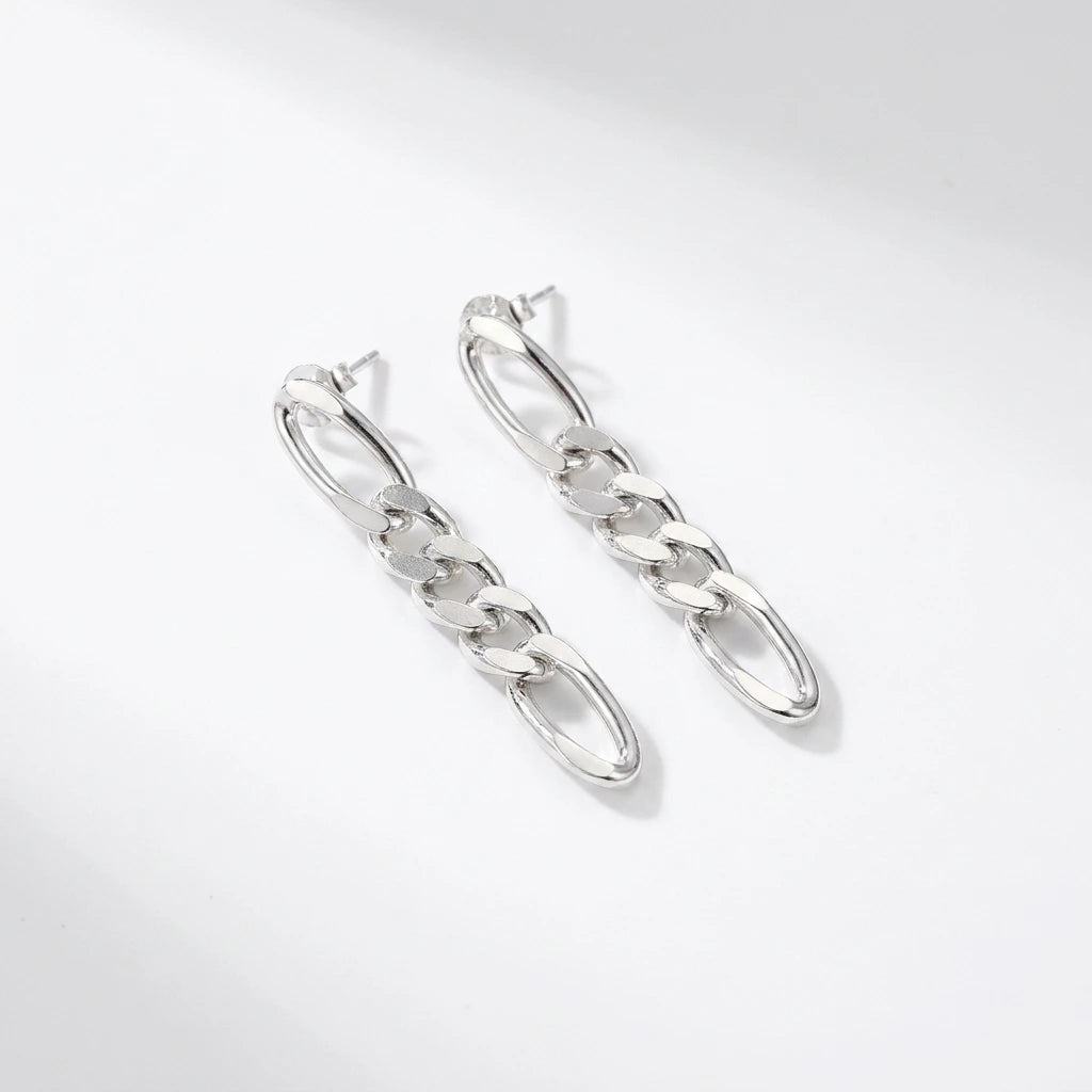 925 Sterling Silver Chain Drop Earrings – Minimal Modern Design | 925 Sterling Silver Chain Drop Earrings | Griha