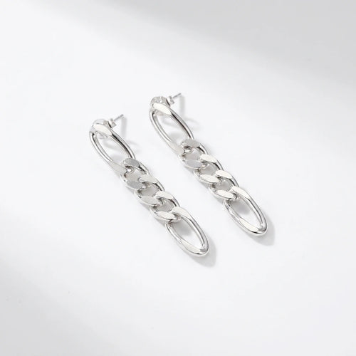925 Sterling Silver Chain Drop Earrings – Minimal Modern Design | 925 Sterling Silver Chain Drop Earrings | Griha