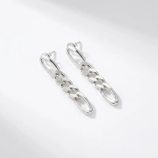 925 Sterling Silver Chain Drop Earrings – Minimal Modern Design | 925 Sterling Silver Chain Drop Earrings | Griha
