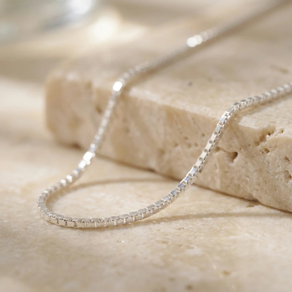 925 Sterling Silver Chain Necklace - Box Design | 925 Sterling Silver Chain Necklace - Box Design | GRIHA